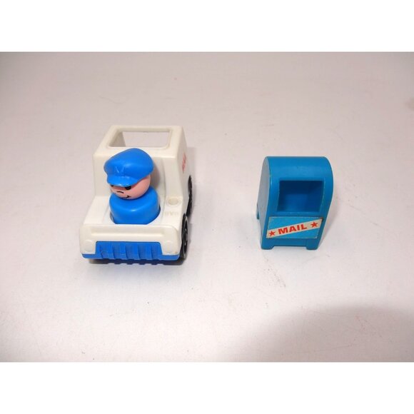 Fisher Price Little People Main Street Mail Truck Mail Box and Mailman Vintage - Picture 3 of 12